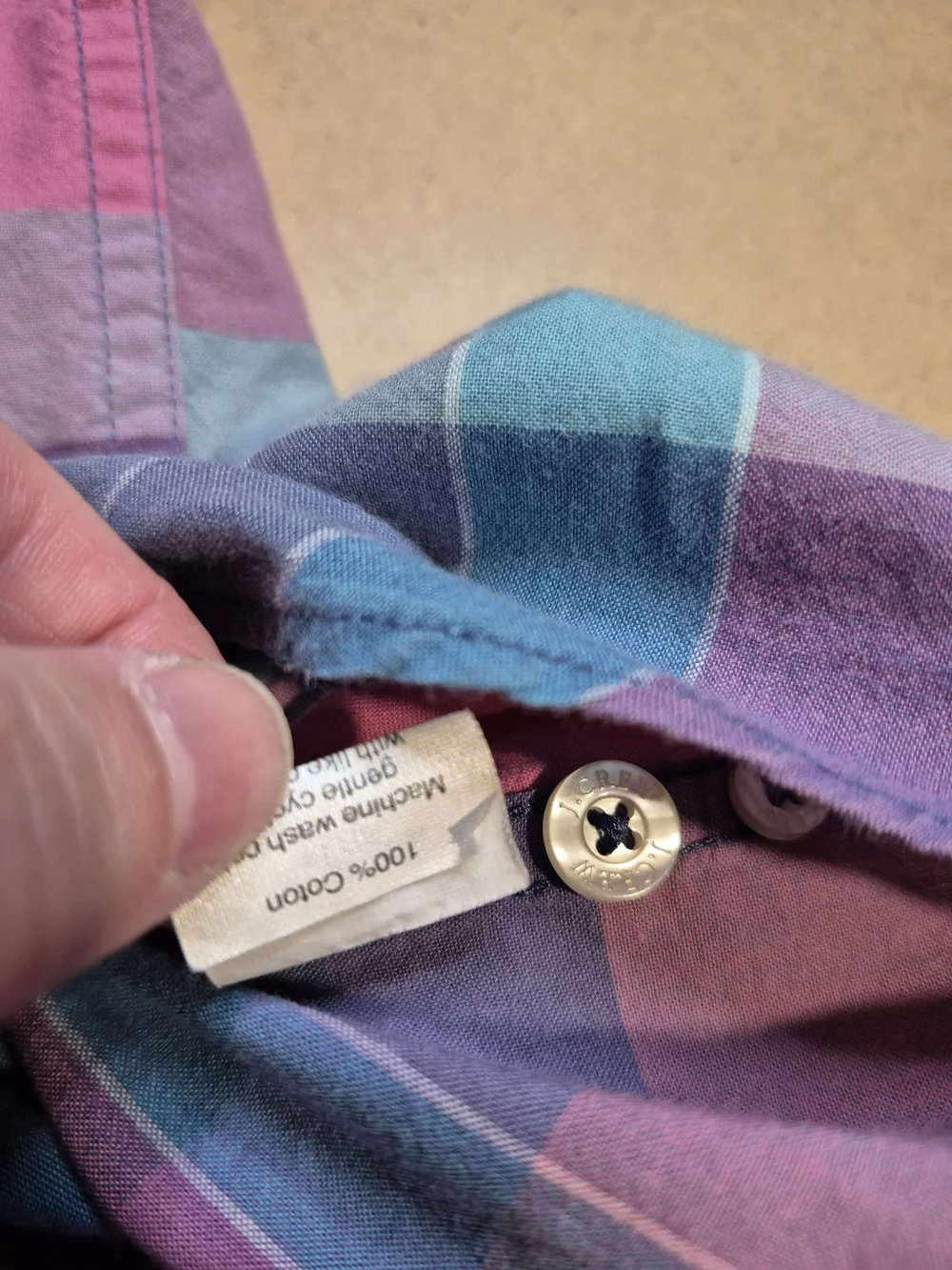 J. Crew Men's Plaid 1/4 Button-Down Shirt in Pink, Blue & Teal 4340/6